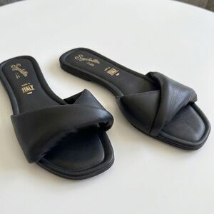 Seychelles Made In Italy Black Vegan Leather Slide Sandals 9